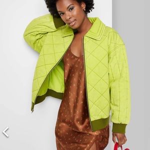 Wild Fable Quilted Bomber Jacket Lime Green